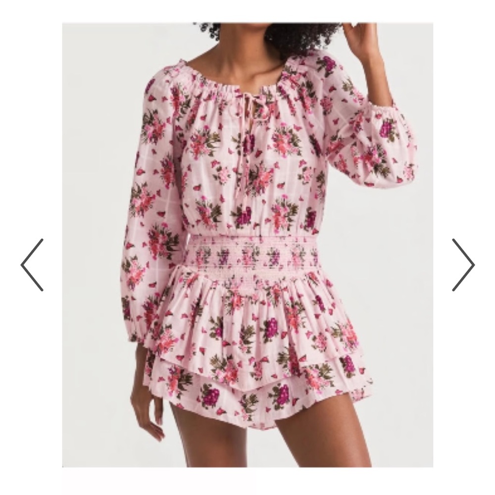 LoveShackFancy Pink Floral Dress Netra Mini Rosemary Mauve XL - Picture 2 of 7